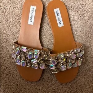 Steve Madden Women's Tan and Gold Embellished Sandals